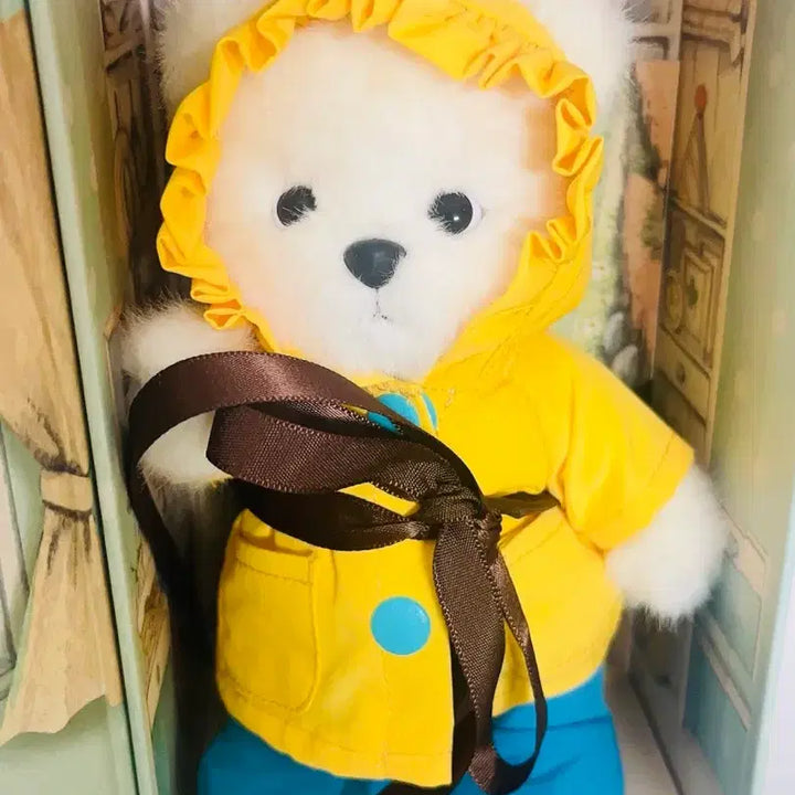 [BUNJANG] Teddy Tales Rena Bear Yellow Raincoat Keyring White XS / 테디테일즈 레나베어 노랑우비 키링 화이트 xs