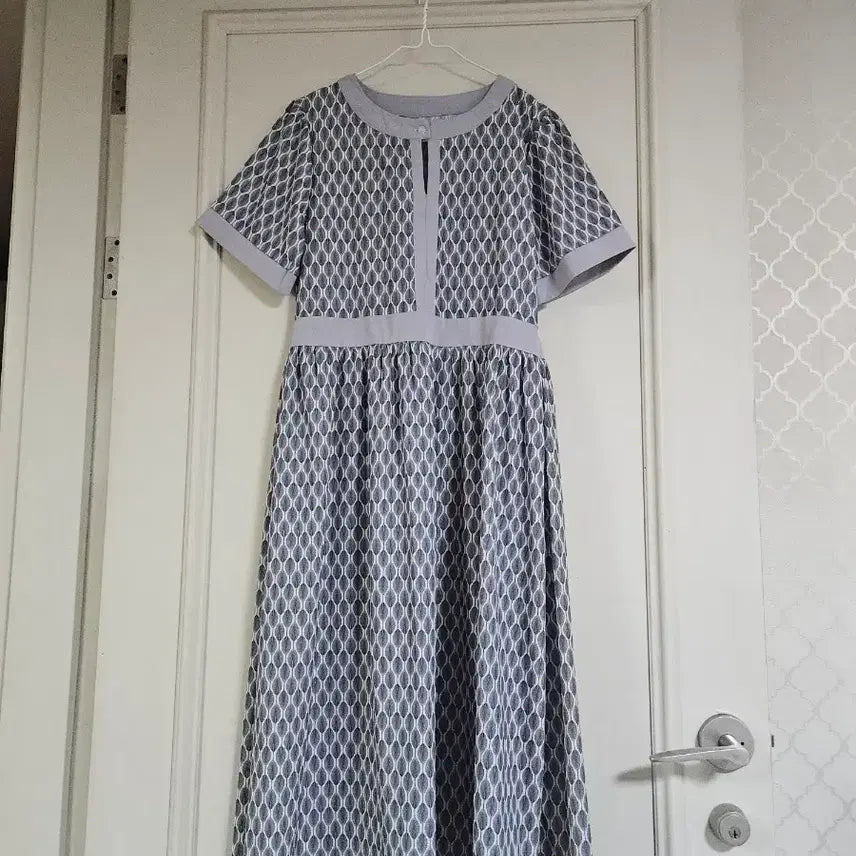 [BUNJANG] Pattern Short Sleeve Long Dress / 패턴 반팔 롱 원피스
