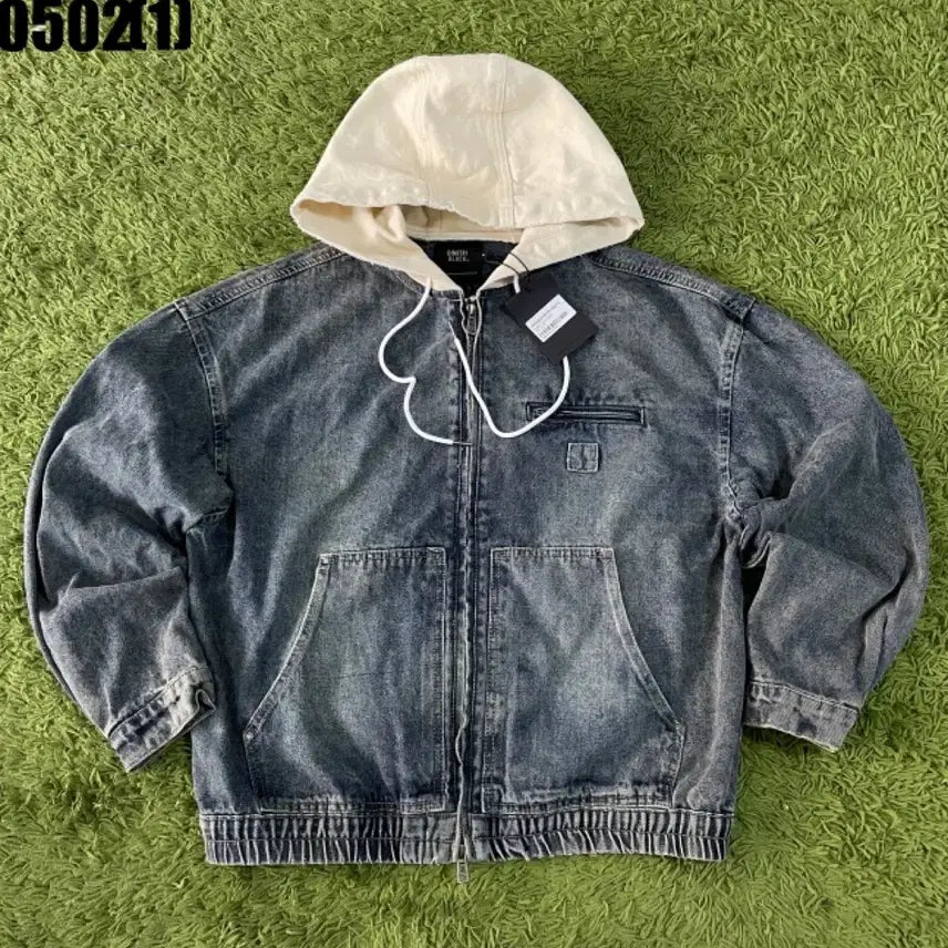 [BUNJANG] DIMITRI BLACK Denim Hooded Zip-Up Jacket (100-105) / 디미트리블랙 데님 후드 집업 자켓 100-105