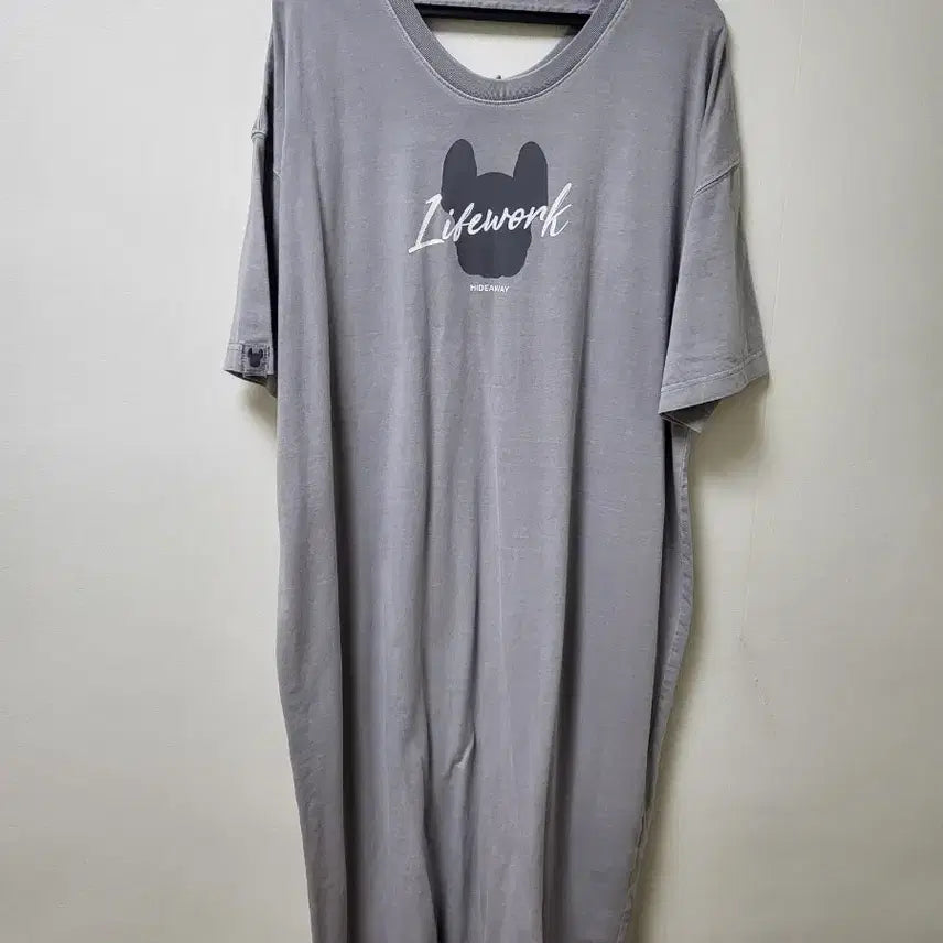 [BUNJANG] LifeWork Grey Short-Sleeve Long Dress One Size / 라이프워크 그레이 반팔 롱 원피스 프리