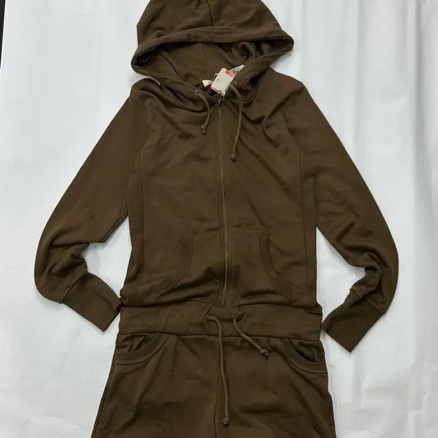 [BUNJANG] Vintage Brown Jumpsuit Y2K Training Suit / 일본빈티지 후드 브라운 점프슈트 라떼갸루 러블리 Y2K 트레이닝복