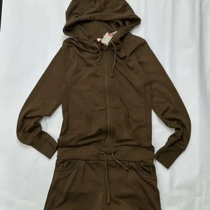 [BUNJANG] Vintage Brown Jumpsuit Y2K Training Suit / 일본빈티지 후드 브라운 점프슈트 라떼갸루 러블리 Y2K 트레이닝복