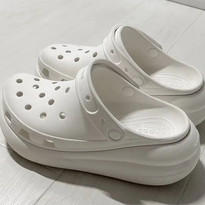 [BUNJANG] Crocs Classic Crush Platform Clogs White 240mm / 크록스 키높이 클래식 크러쉬 플랫폼 클로그