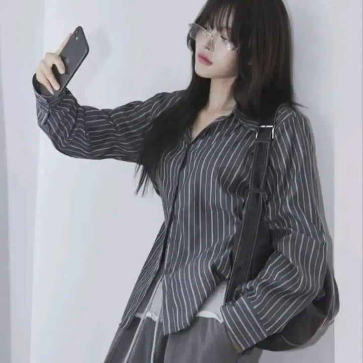 [BUNJANG] Stripe Two-Way Shirt / 스트라이프 투웨이 셔츠