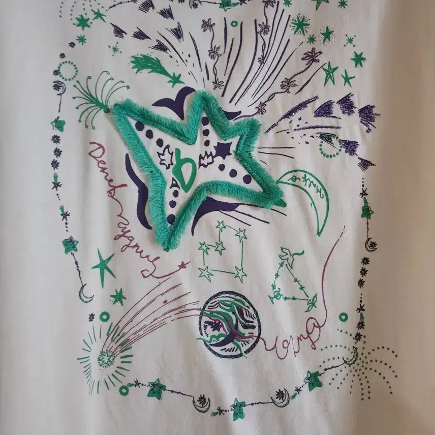 [BUNJANG] Ozweego Second Zodiac Print Asymmetrical Hem Blouse / 오즈세컨 티블라우스