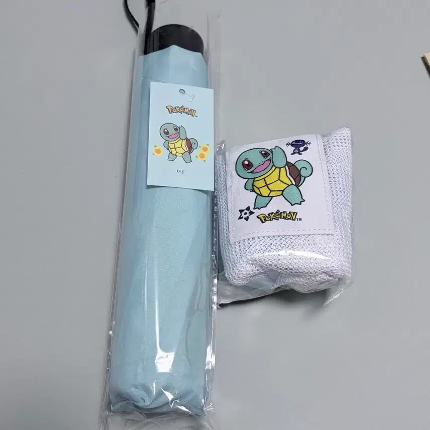 [BUNJANG] Dr.G x Pokémon Squirtle Umbrella &amp; Mesh Bag Bundle Set (Sealed) / 미개봉) 꼬부기 우산+메쉬백+파우치 일괄판매 올리브영 올영 닥터지 크런틴