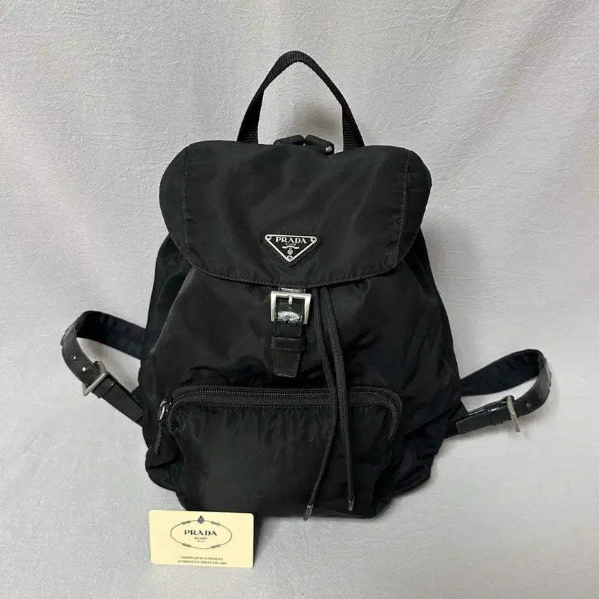 [BUNJANG] Prada One Pocket Nylon Pocono Backpack Medium Black / 프라다 원포켓 나일론 블랙 포코노 백팩 미디움 + 개런티카드