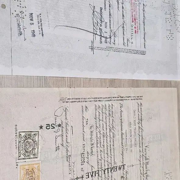 [BUNJANG] Rare US Bank Stock Certificate &amp; Pennsylvania Railroad Bond Set / 희귀 미국 은행주권 및 철도채권 2점 일괄