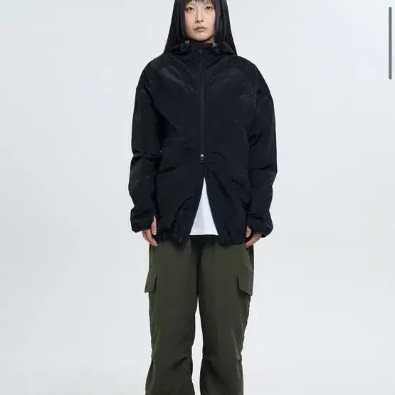 [BUNJANG] Pollution Windbreaker Jacket Black / 새상품 폴루션 바람막이