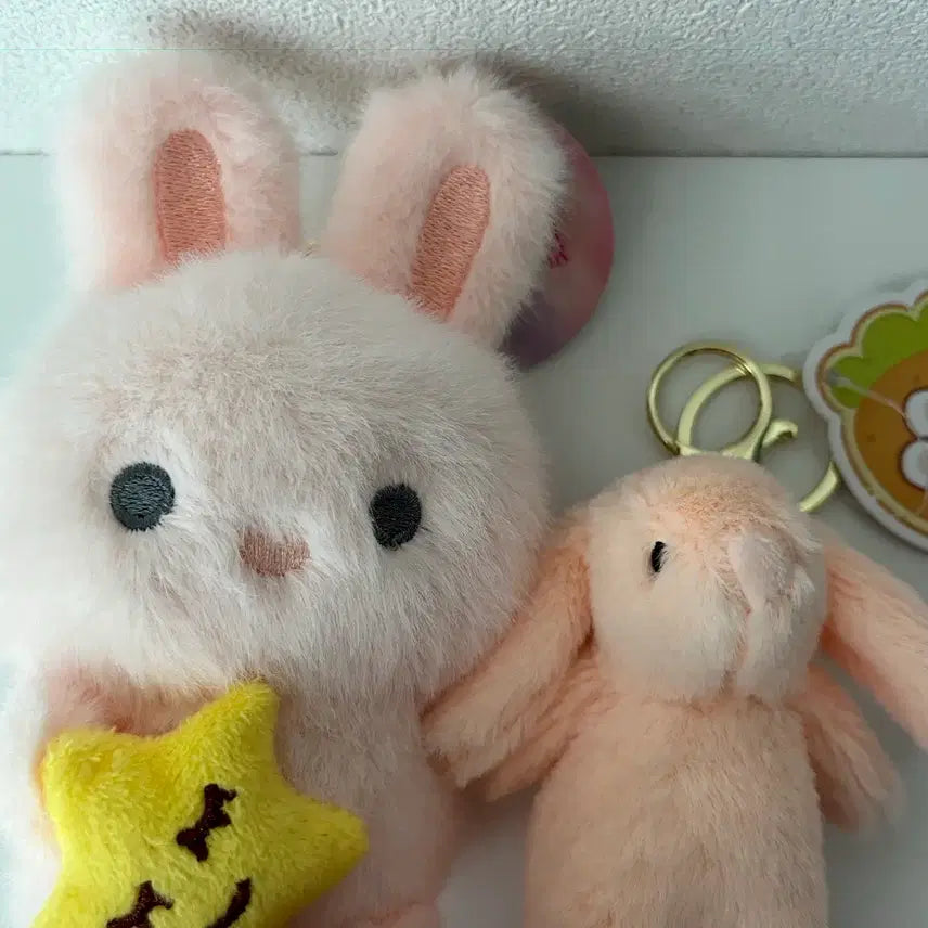 [BUNJANG] Pink Rabbit Plush Keychain Set / 핑크 토끼 인형 키링세트