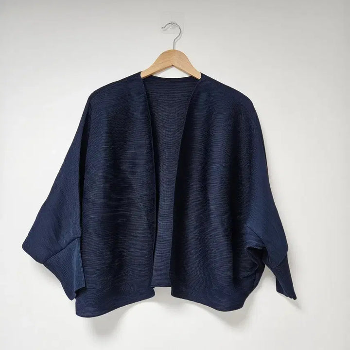 [BUNJANG] Navy Pleated Cardigan Jacket / 플리츠 네이비 가디건 스타일 자켓