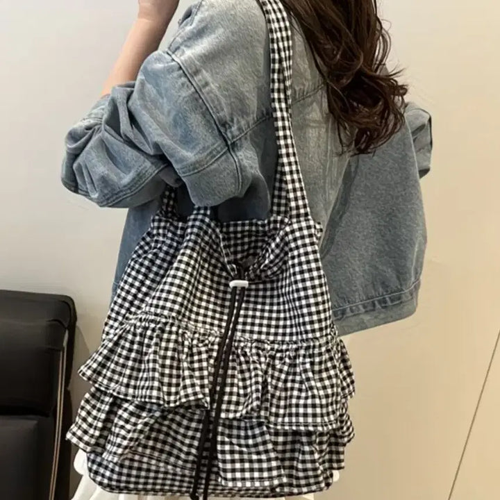 [BUNJANG] Check Frill Ruffle Bag / 새상품 체크 프릴 러플백