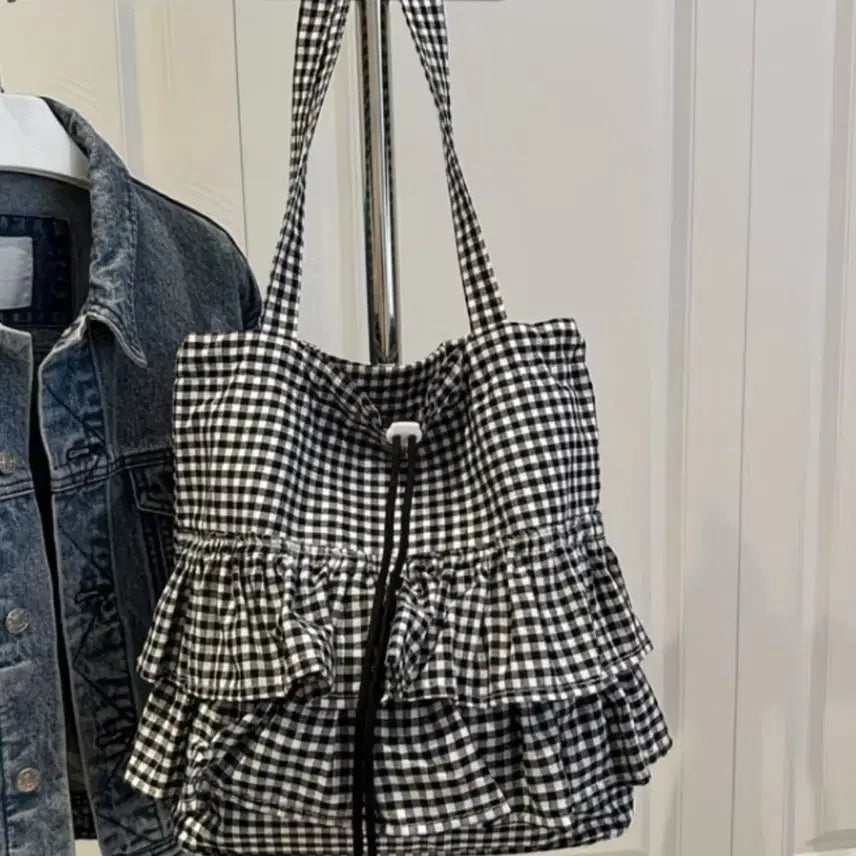 [BUNJANG] Check Frill Ruffle Bag / 새상품 체크 프릴 러플백