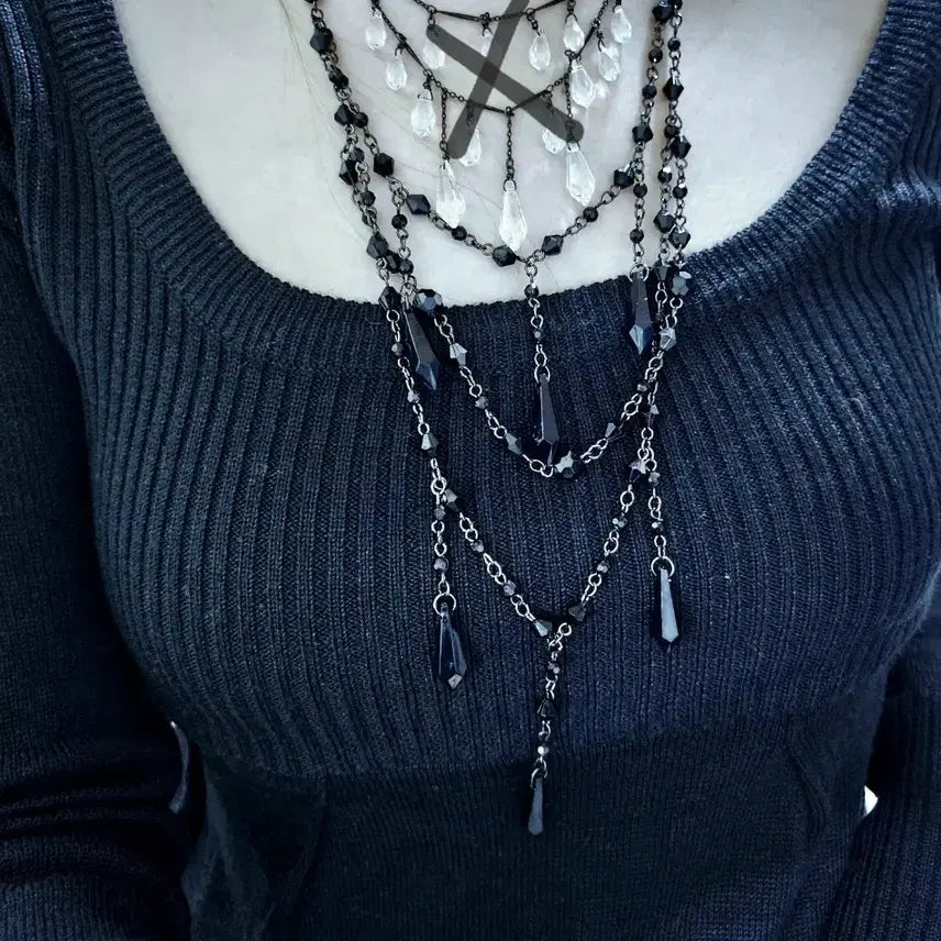 [BUNJANG] Vintage 3-Row Chain Necklace / 빈티지 3줄 체인 목걸이 서브컬쳐 펑크 고딕 고스 미사깔