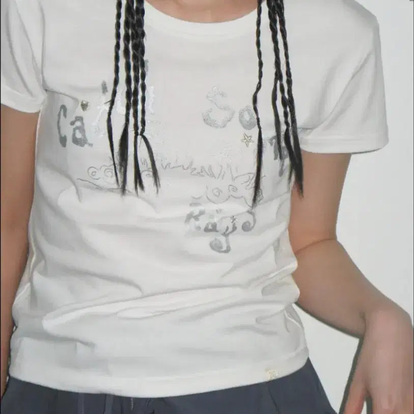 [BUNJANG] Typeservice Catch Embroidery T-Shirt Off White / 타입서비스 Catch Embroidery T-Shirt 반팔티셔츠 화이트