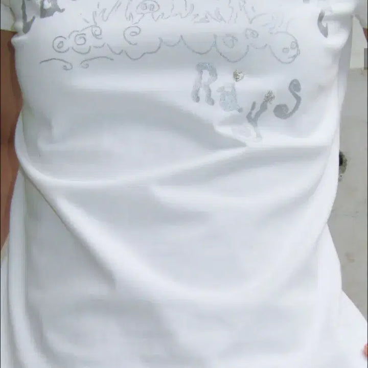 [BUNJANG] Typeservice Catch Embroidery T-Shirt Off White / 타입서비스 Catch Embroidery T-Shirt 반팔티셔츠 화이트