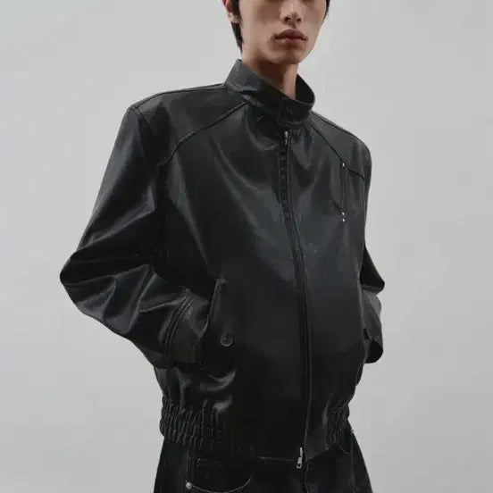 [BUNJANG] Defined Leather Harrington Jacket / 디파인드 레더 해링턴자켓(새상품)