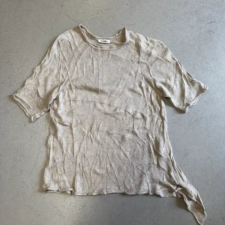 [BUNJANG] Plantation Linen Short Sleeve Knit Top / Plantation 린넨 반팔 니트