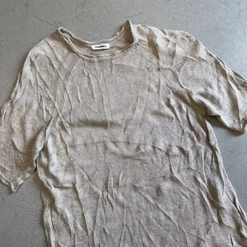[BUNJANG] Plantation Linen Short Sleeve Knit Top / Plantation 린넨 반팔 니트