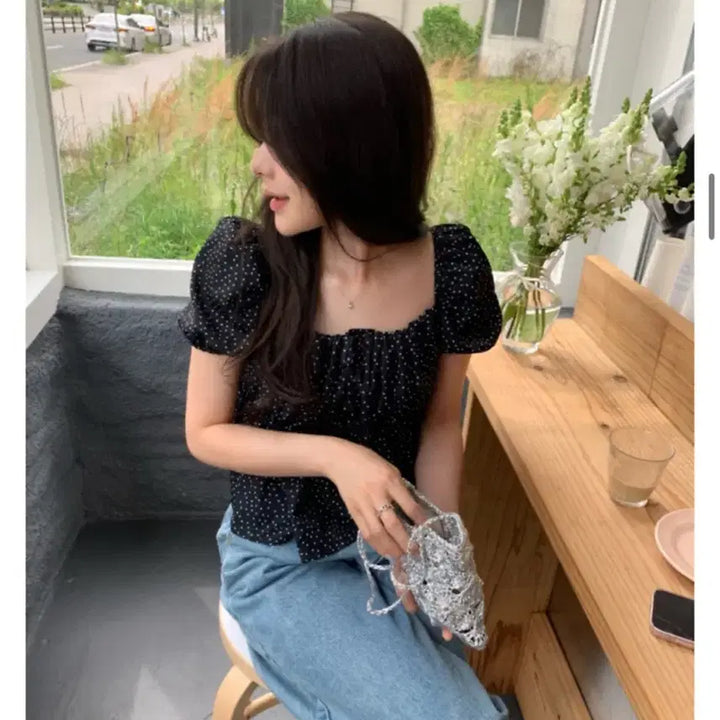 [BUNJANG] Lazy Society Ellie Dot Blouse / 레이지샵 엘리 도트 블라우스 (택O)