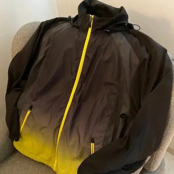 [BUNJANG] ASICS Windbreaker Jacket Grey/Yellow / 아식스 바람막이 그레이/옐로우