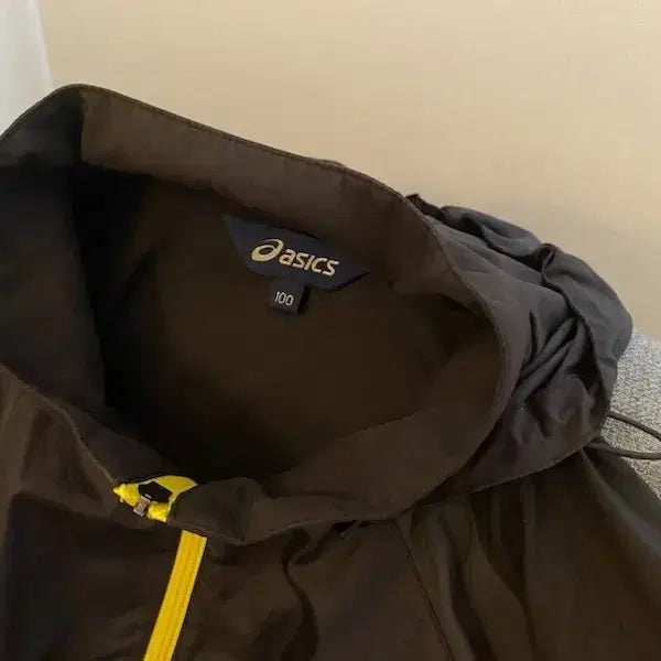 [BUNJANG] ASICS Windbreaker Jacket Grey/Yellow / 아식스 바람막이 그레이/옐로우