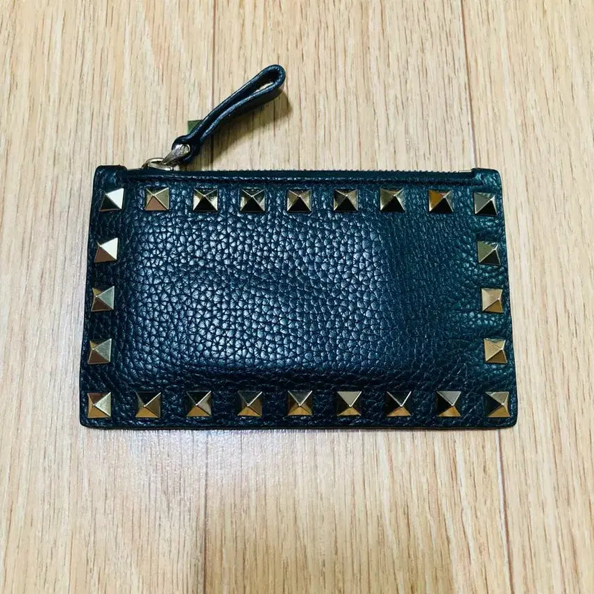 [BUNJANG] Valentino Black Stud Card Holder Full Box / 발렌티노 블랙 스터드 카드지갑 풀박스