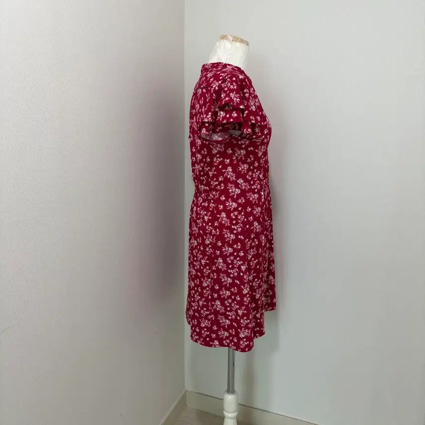 [BUNJANG] Mango Red Flower Wrap Mini Dress / 망고 레드 플라워 랩 스타일 미니 원피스