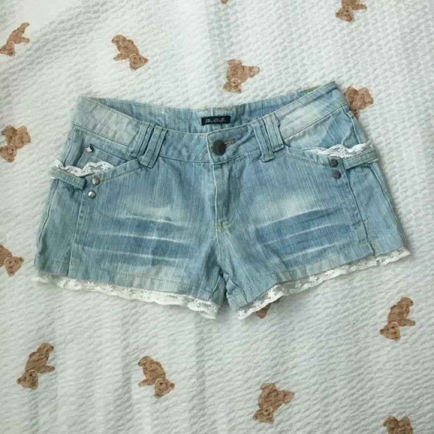 [BUNJANG] N.O.I. Lace Denim Shorts / N.O.I. 레이스 데님 반바지