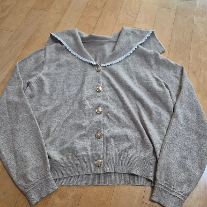 [BUNJANG] Lace Collar Knit Cardigan Beige / 레이스 카라 니트 가디건 베이지