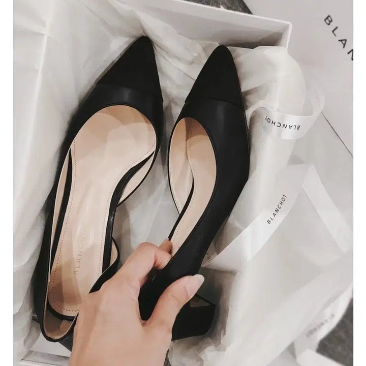 [BUNJANG] BlancSho Half Moon Side Open Black Heels / 블랑쇼 하프문 올블랙 220 사이드오픈
