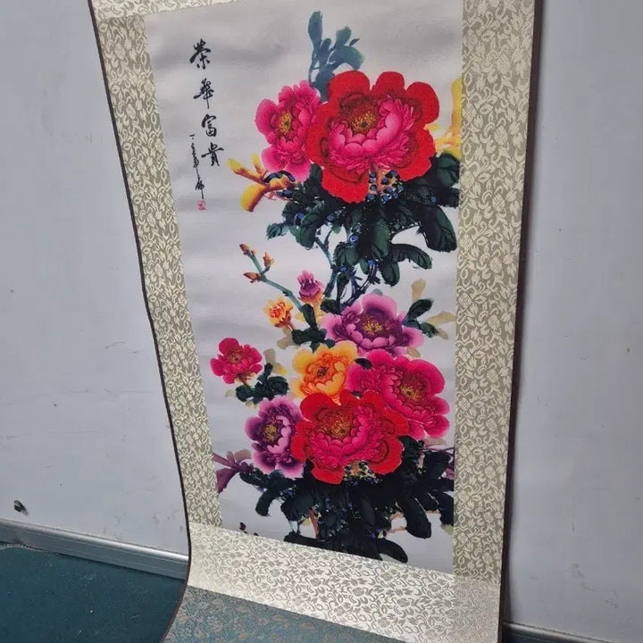 [BUNJANG] Peony Silk Scroll Painting / 모란도족자