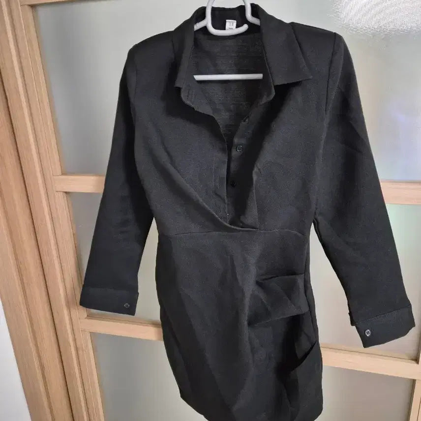 [BUNJANG] Black Shirt Mini Dress / 블랙 셔츠형 미니 원피스