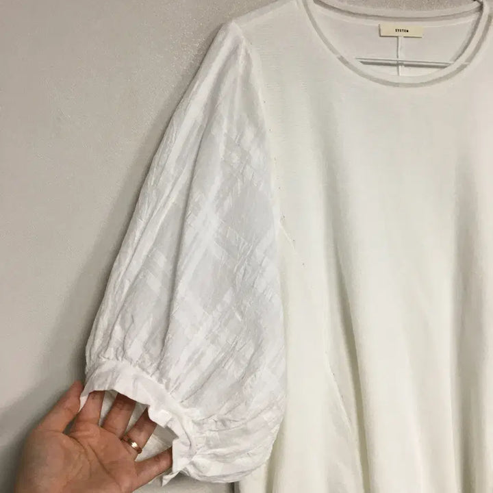 [BUNJANG] System Check Puff Knit Top / SYSTEM 시스템 체크 퍼프 니트 탑 90