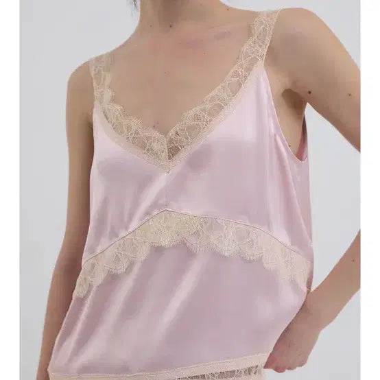 [BUNJANG] Overdue Flare Satin Sleeveless Top Pink / 오버듀플레어 새틴 핑크 슬리브리스