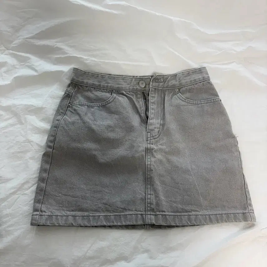 [BUNJANG] A-Line Grey Denim Mini Skirt / 그레이 데님 미니 스커트