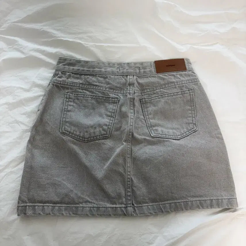 [BUNJANG] A-Line Grey Denim Mini Skirt / 그레이 데님 미니 스커트