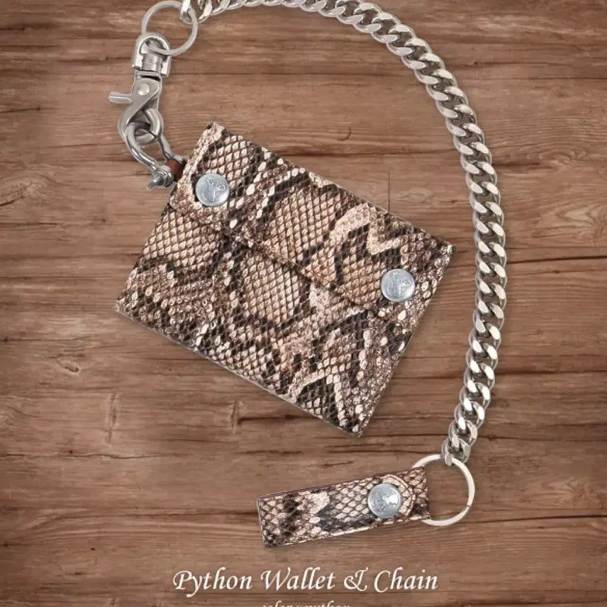 [BUNJANG] Nude Bones Python Skin Chain Wallet Biker Wallet / 누드본즈 파이톤 뱀피 체인 월렛 바이커 지갑