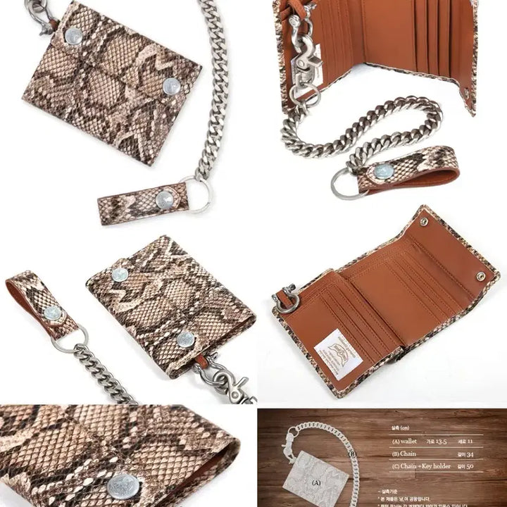 [BUNJANG] Nude Bones Python Skin Chain Wallet Biker Wallet / 누드본즈 파이톤 뱀피 체인 월렛 바이커 지갑