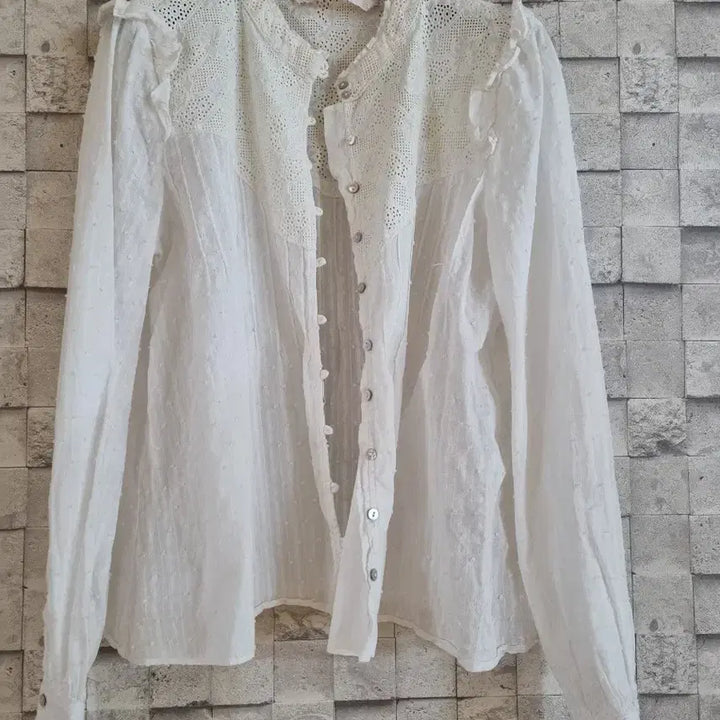 [BUNJANG] Zara Embroidered Lace Cotton Blouse / 자라 자수레이스 면블라우스