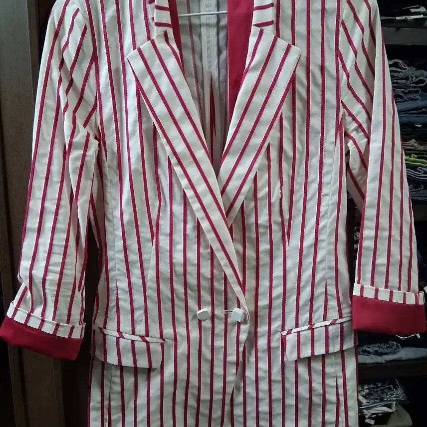 [BUNJANG] Tomboy White/Red Stripe Women&