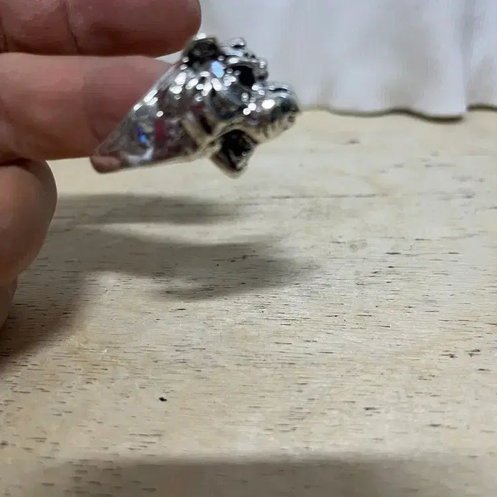 [BUNJANG] Tiger Head Engraved White Brass Ring / 호랑이머리가 세밀한 백동반지 /  요316