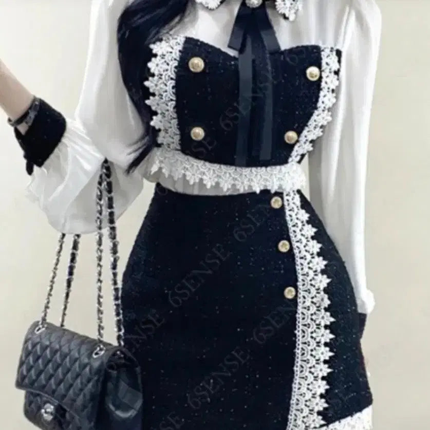 [BUNJANG] 6IXSENSE Tweed Lace Setup Set / 식스센스 투피스(새제품)