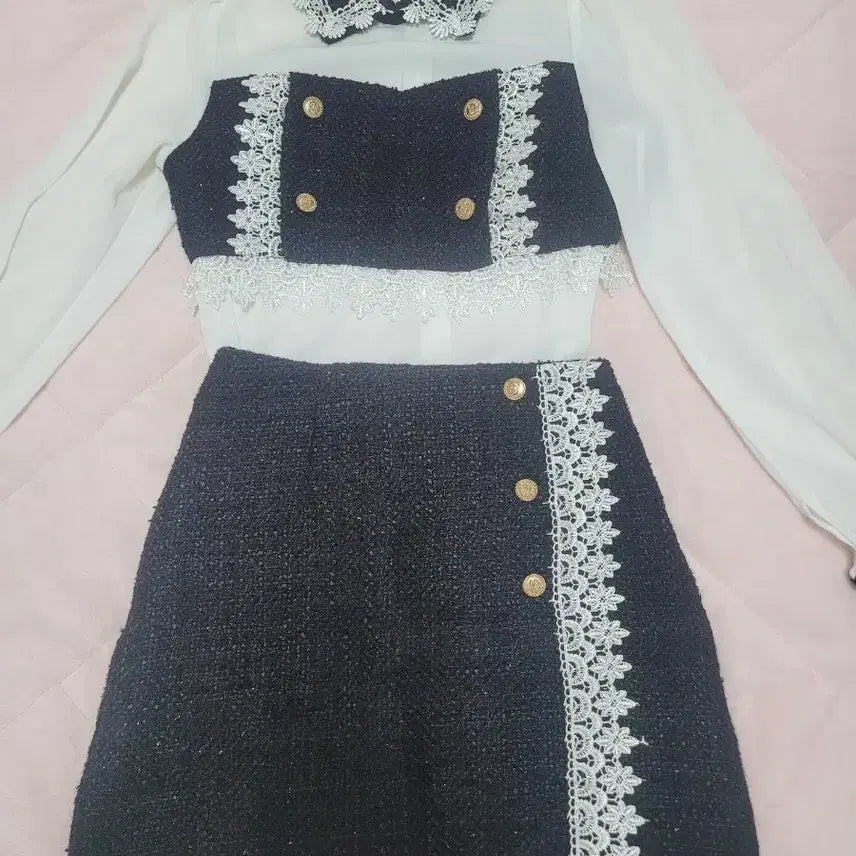 [BUNJANG] 6IXSENSE Tweed Lace Setup Set / 식스센스 투피스(새제품)