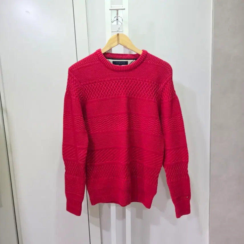 [BUNJANG] Tommy Hilfiger Red Knit Sweater / 타미힐피거 레드 니트 스웨터