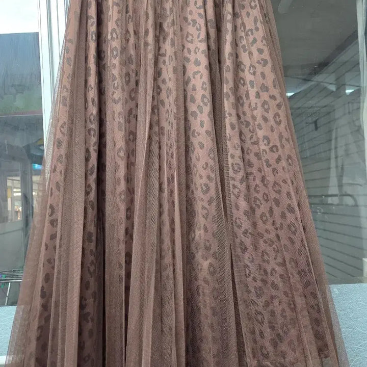 [BUNJANG] Leopard Long Tulle Skirt Brown / 레오파드 롱 튜튜 스커트 브라운