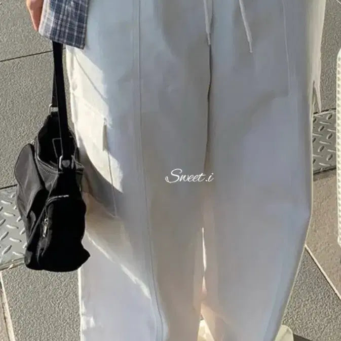 [BUNJANG] Founders Tizien Cargo Pants White / 파운더스 티젠 카고 팬츠 화이트 밴딩 카고팬츠