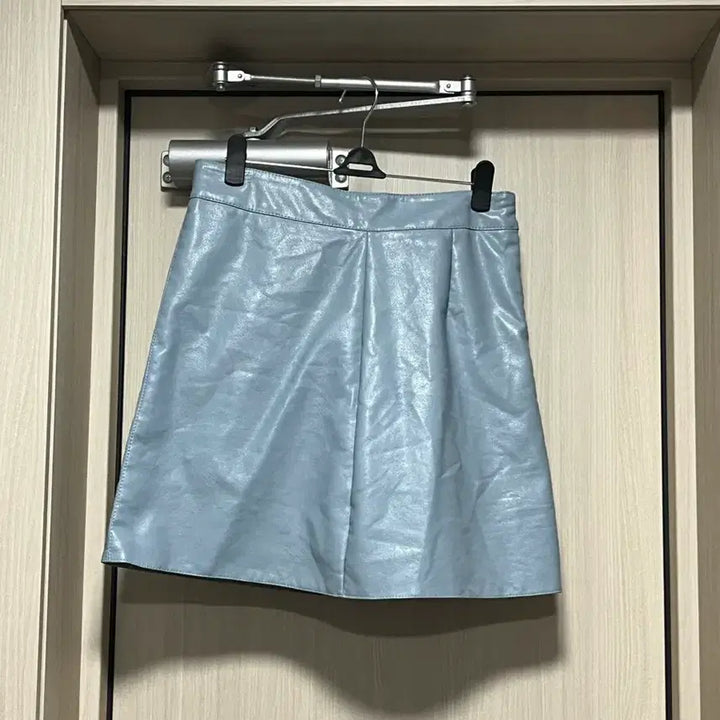 [BUNJANG] Leather Mini Skirt - Blue / 레더 스커트 블루