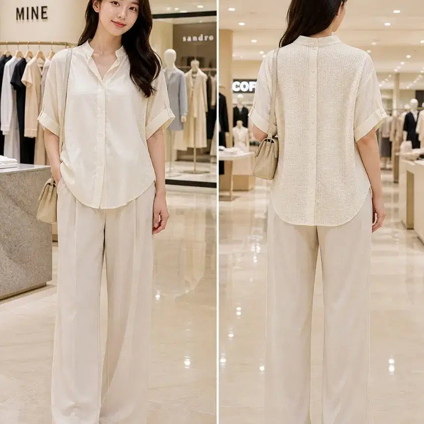 [BUNJANG] KUHO Ivory Boxy Fit Blouse / 구호 아이보리 블라우스 박스핏 55~77