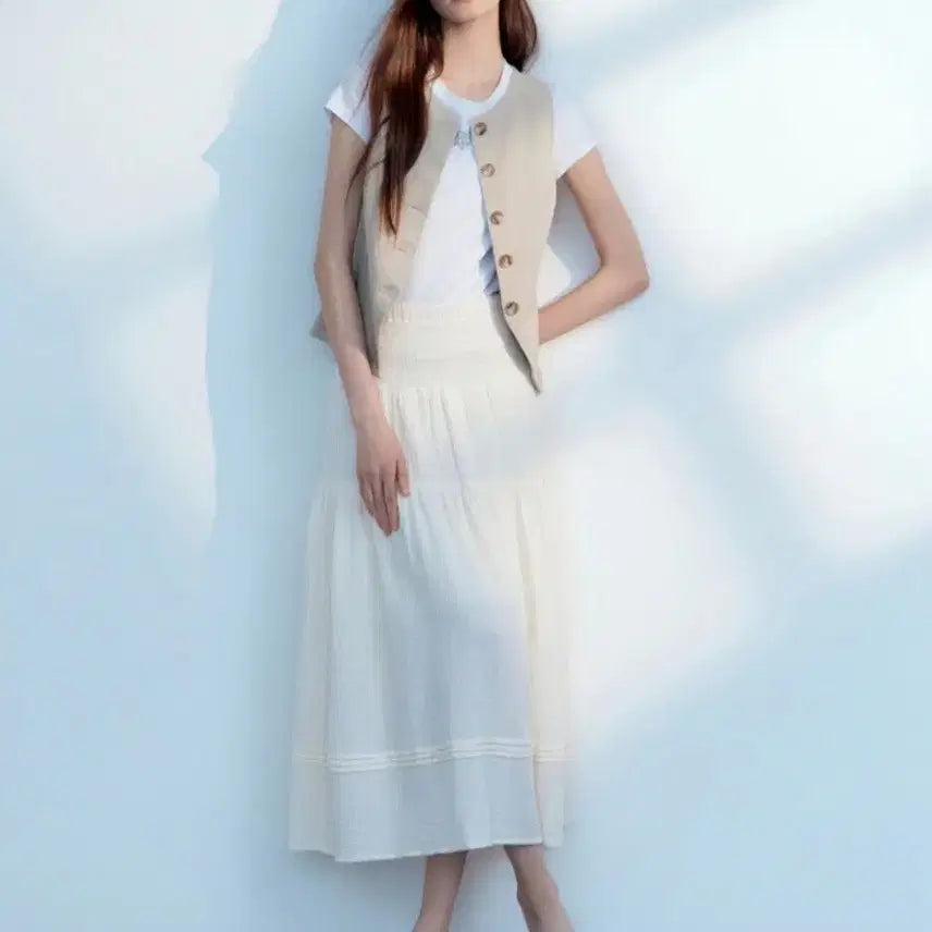 [BUNJANG] DKNY Linen Vest XS Beige / DKNY 린넨 베스트 xs